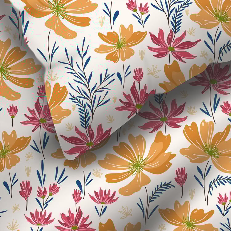 LAYERS Bloom Microfibre Floral Print 3Pcs Queen Bedsheet Set