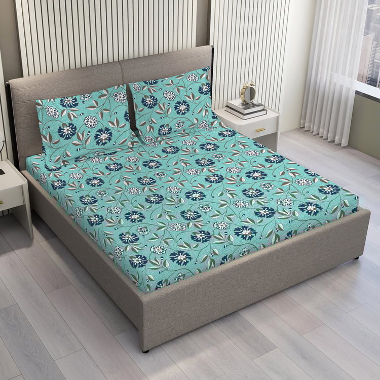 LAYERS Bloom Microfibre Floral Print 3Pcs Queen Bedsheet Set