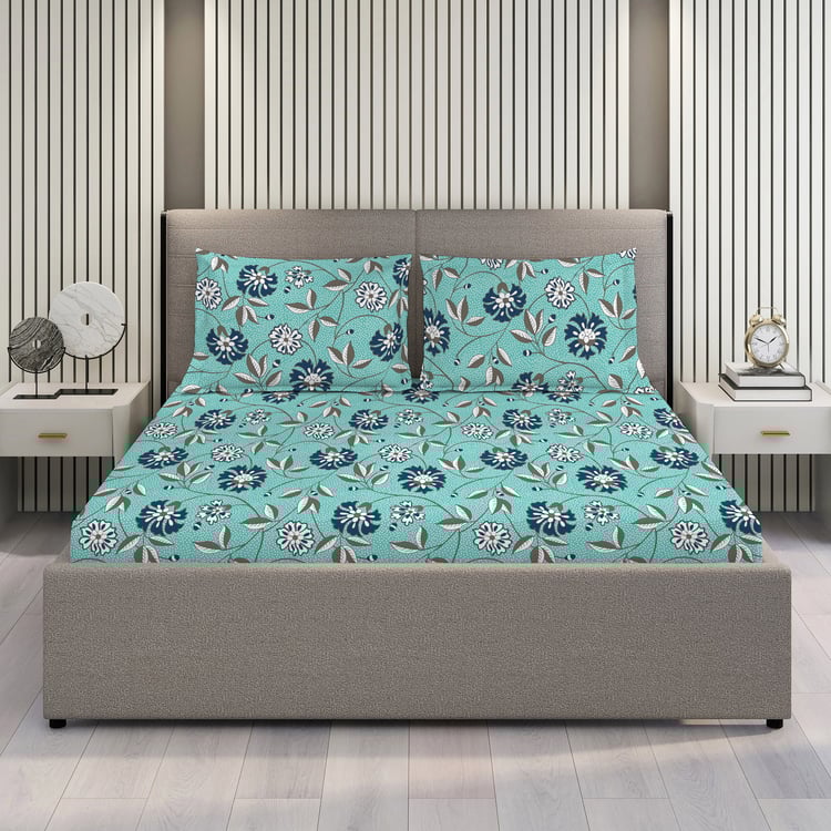 LAYERS Bloom Microfibre Floral Print 3Pcs Queen Bedsheet Set