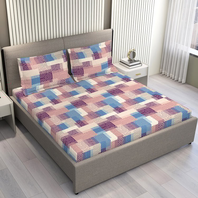 LAYERS Basicx Cotton 120TC Geometric Print 3Pcs Queen Bedsheet Set