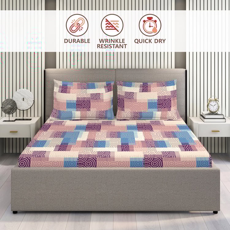 LAYERS Basicx Cotton 120TC Geometric Print 3Pcs Queen Bedsheet Set