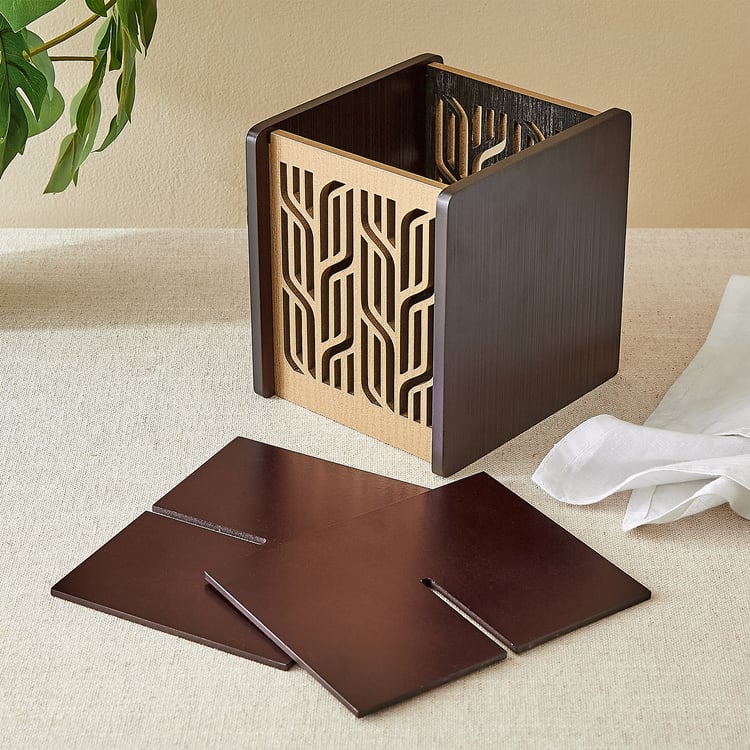 Elm Laser Linear Wooden Cutlery Holder