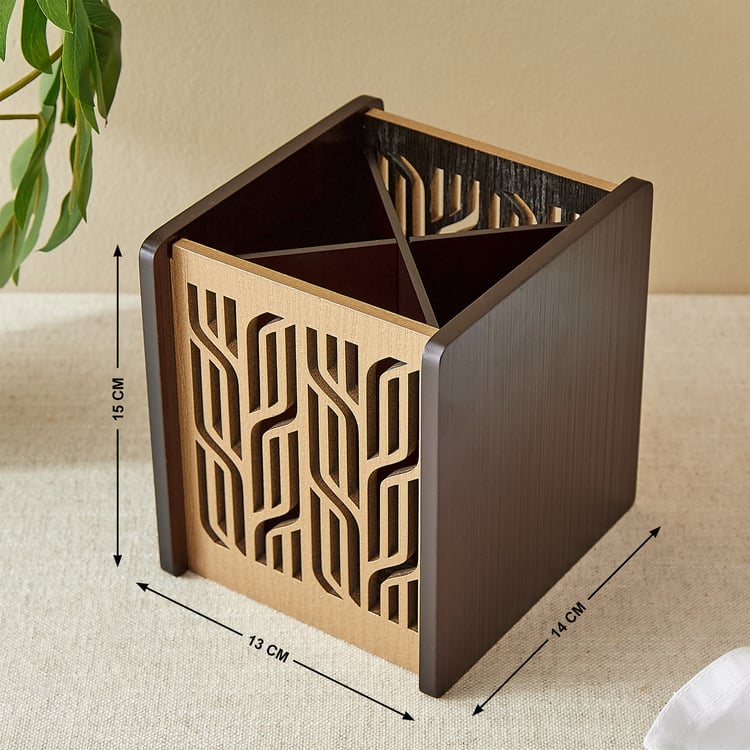 Elm Laser Linear Wooden Cutlery Holder