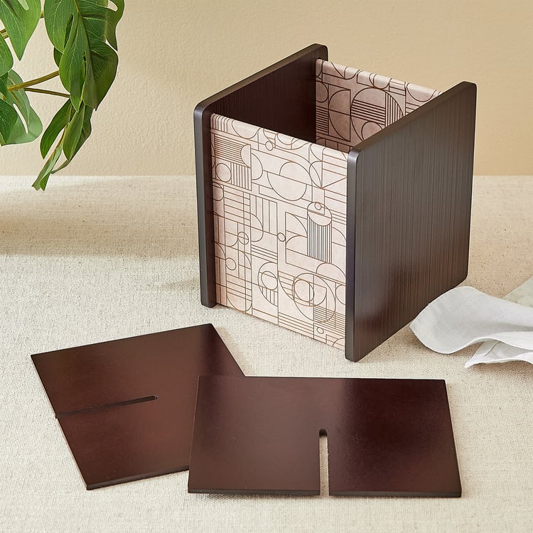 Elm Elite Wooden Geometric Print Cutlery Holder