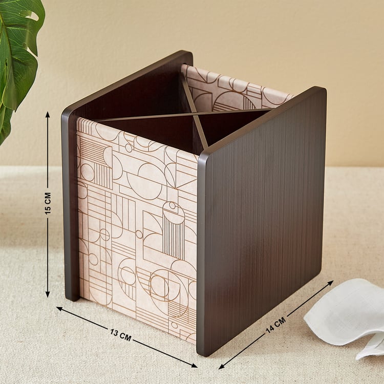 Elm Elite Wooden Geometric Print Cutlery Holder