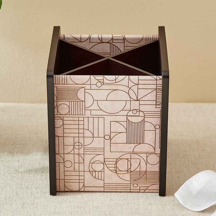 Elm Elite Wooden Geometric Print Cutlery Holder