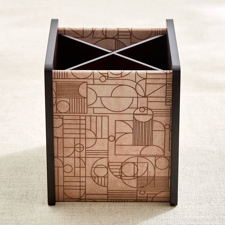 Zenith Lineart Wooden Geometric Print Cutlery Holder