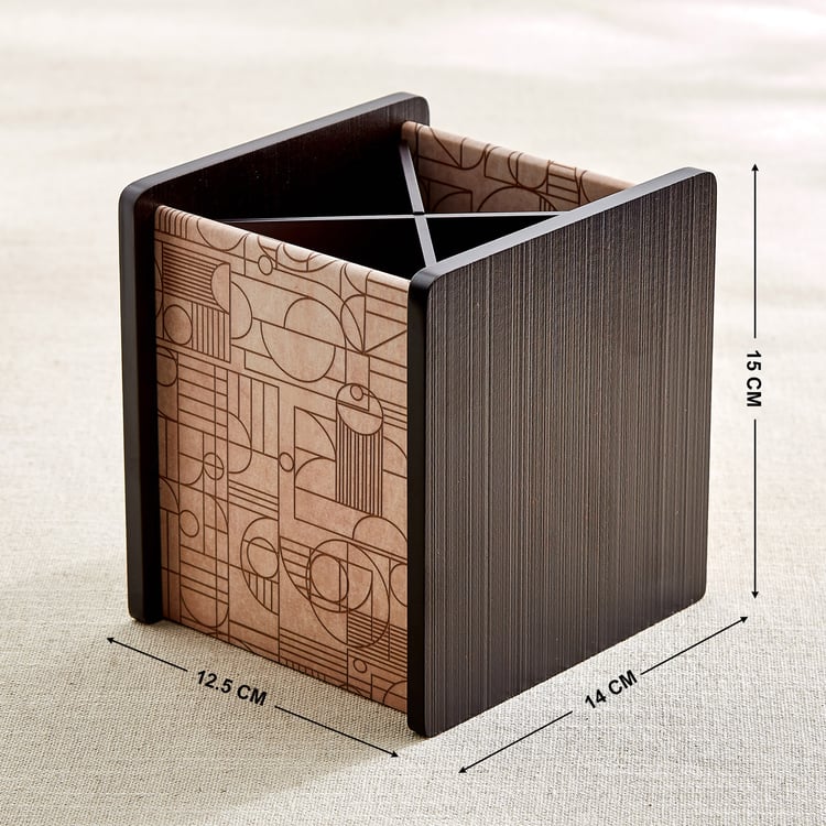 Zenith Lineart Wooden Geometric Print Cutlery Holder