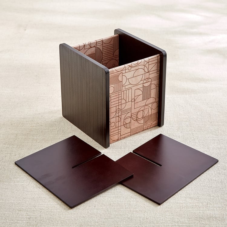 Zenith Lineart Wooden Geometric Print Cutlery Holder