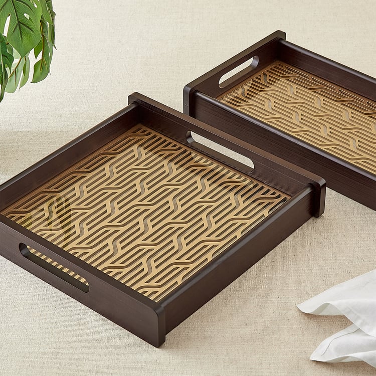 Elm Laser Linear Wooden Serving Tray - 30x31x5.5cm
