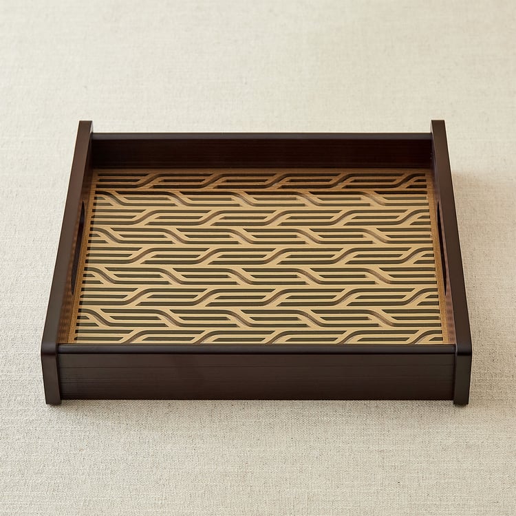 Elm Laser Linear Wooden Serving Tray - 30x31x5.5cm