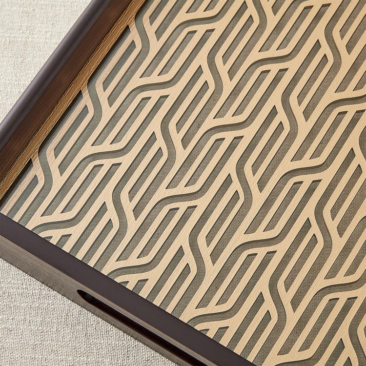 Elm Laser Linear Wooden Serving Tray - 30x31x5.5cm