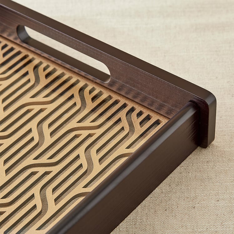 Elm Laser Linear Wooden Serving Tray - 30x31x5.5cm