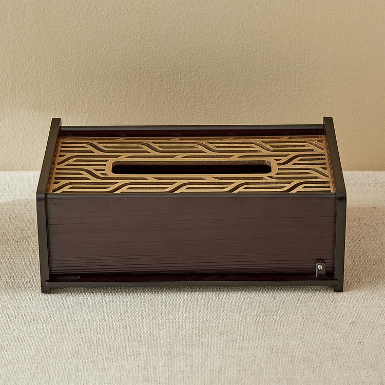 Elm Laser Linear Wooden Tissue Box - 23x14.5x8.5cm