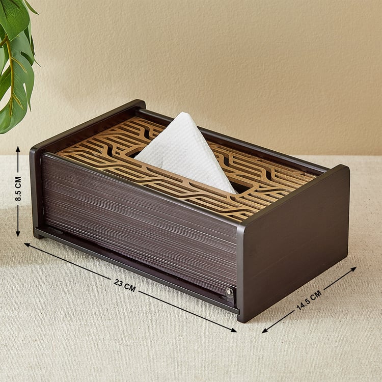 Elm Laser Linear Wooden Tissue Box - 23x14.5x8.5cm