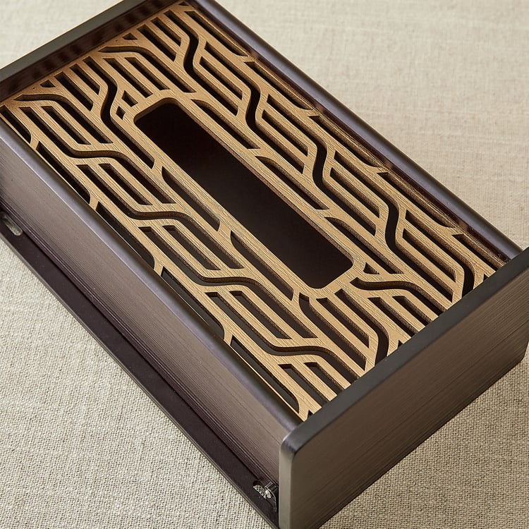 Elm Laser Linear Wooden Tissue Box - 23x14.5x8.5cm