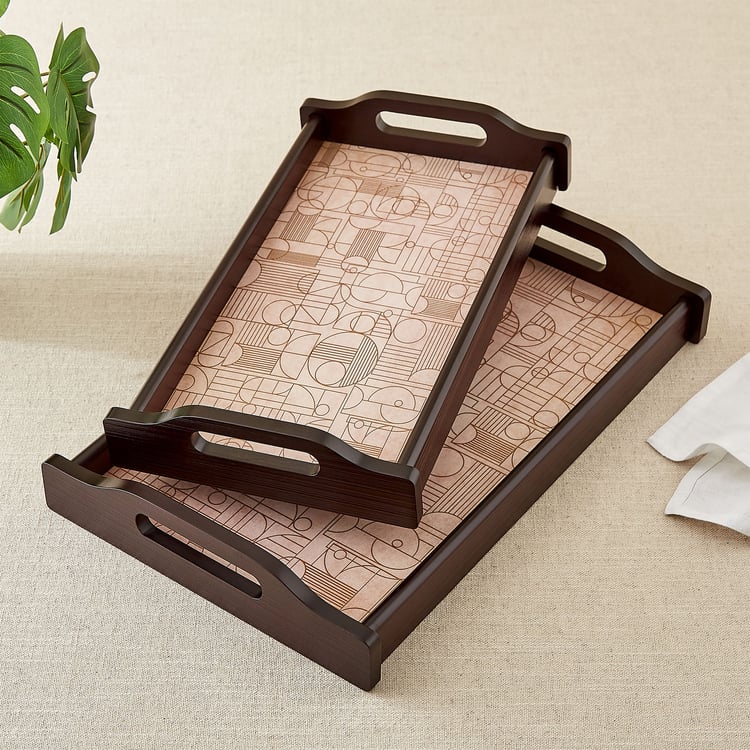 Elm Elite Wooden Geometric Print Serving Tray - 40x26cm