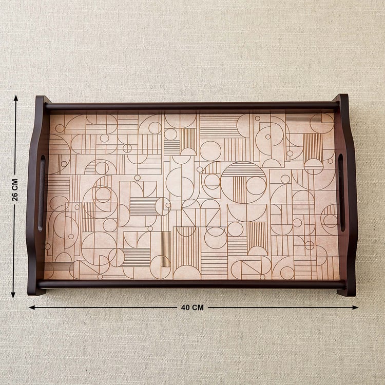 Elm Elite Wooden Geometric Print Serving Tray - 40x26cm
