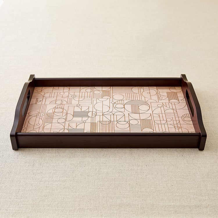 Elm Elite Wooden Geometric Print Serving Tray - 40x26cm