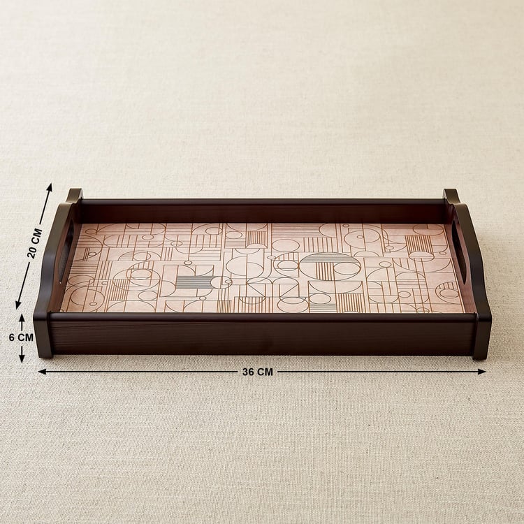 Elm Elite Wooden Geometric Print Serving Tray - 36x20x6cm