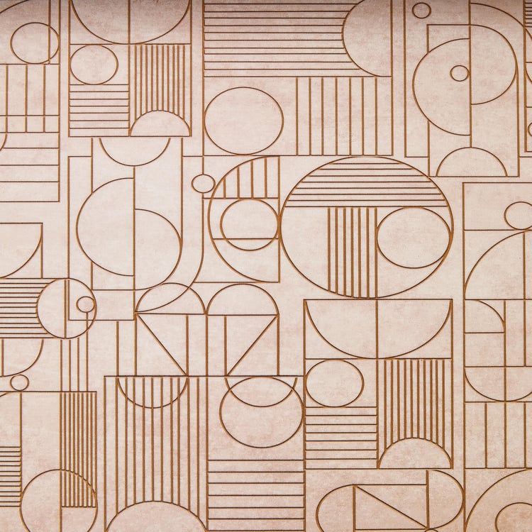 Elm Elite Wooden Geometric Print Serving Tray - 36x20x6cm