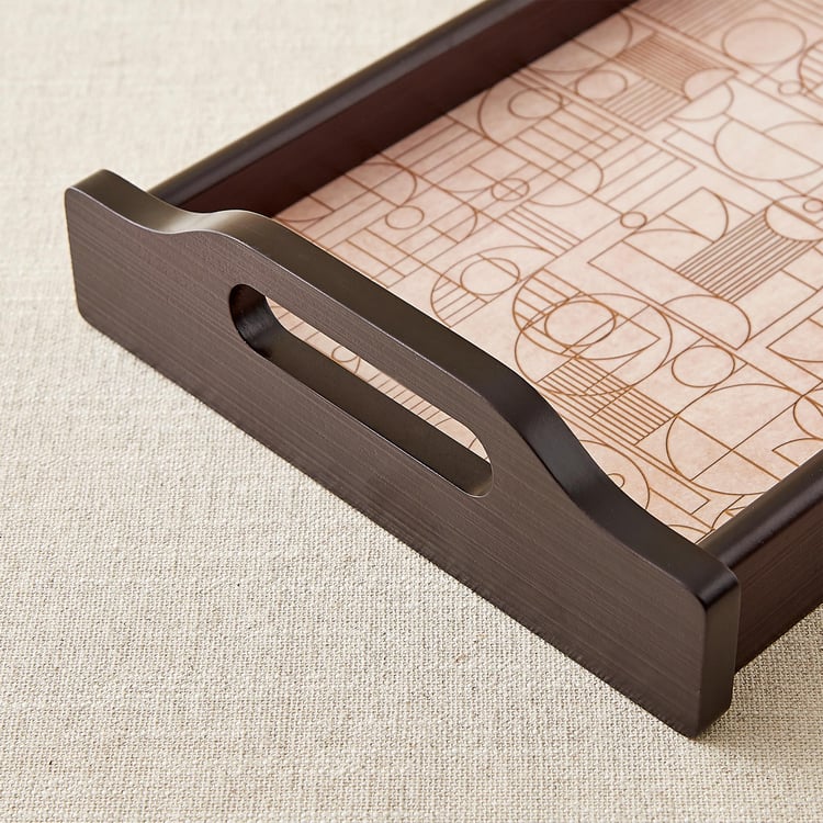 Elm Elite Wooden Geometric Print Serving Tray - 36x20x6cm
