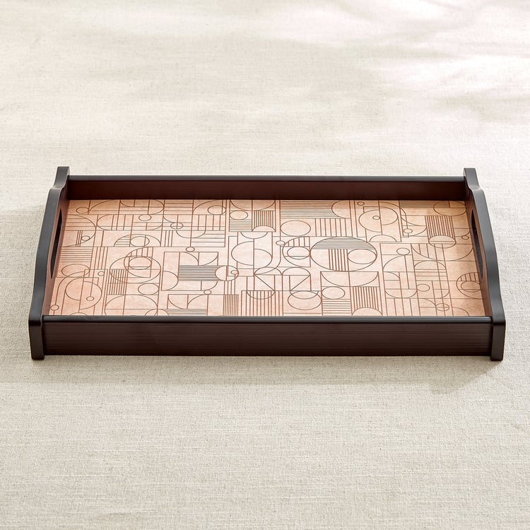 Zenith Lineart Wooden Geometric Print Serving Tray - 40x26x6cm