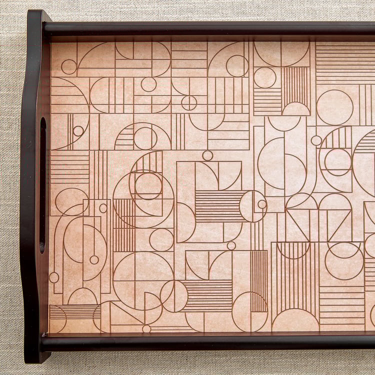 Zenith Lineart Wooden Geometric Print Serving Tray - 40x26x6cm