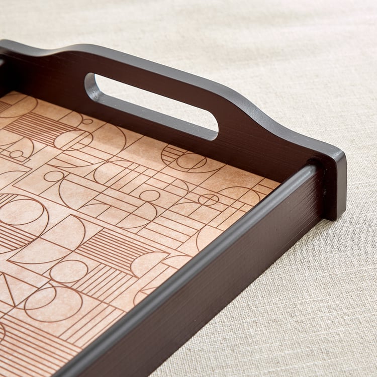 Zenith Lineart Wooden Geometric Print Serving Tray - 40x26x6cm