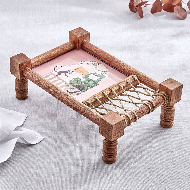Jalsa Auric Wooden Khatia Serving Platter - 35x22x11cm