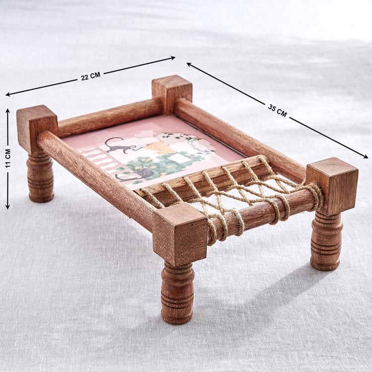 Jalsa Auric Wooden Khatia Serving Platter - 35x22x11cm