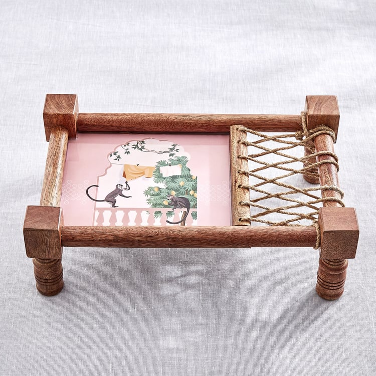 Jalsa Auric Wooden Khatia Serving Platter - 35x22x11cm