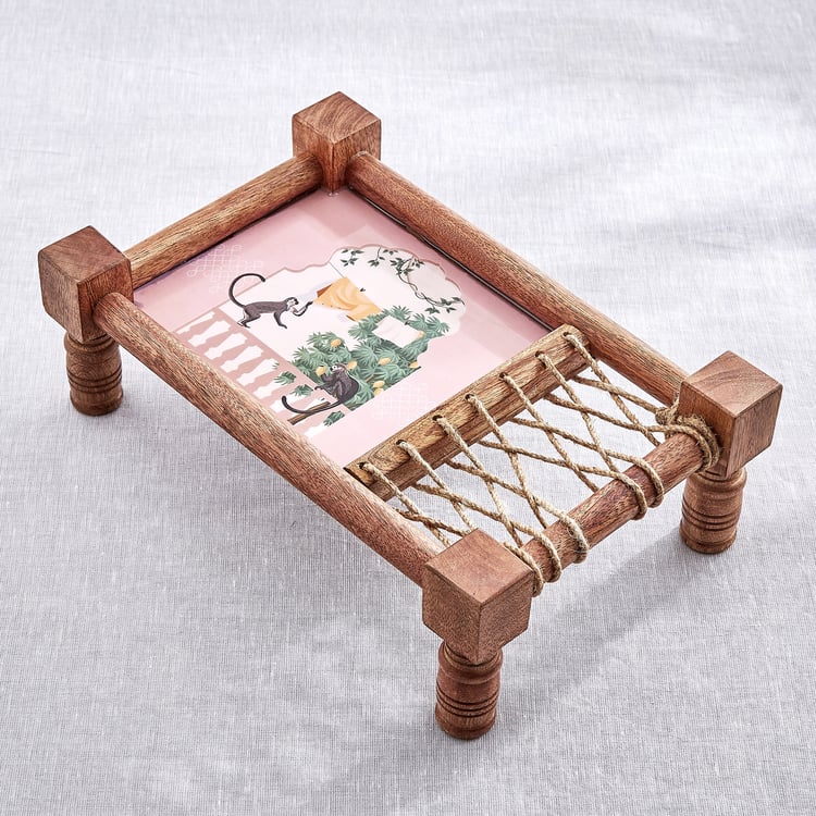 Jalsa Auric Wooden Khatia Serving Platter - 35x22x11cm