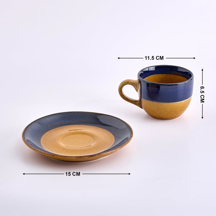 Corsica Mavi Stoneware Cup and Saucer -180ml