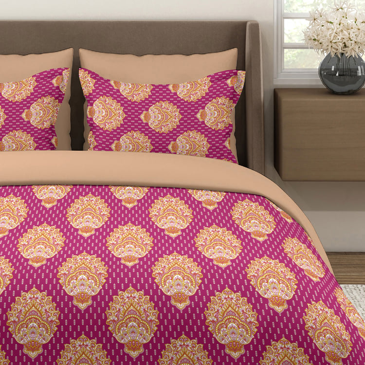LAYERS Glory Cotton 144TC Ethnic Print 3Pcs Queen Bedsheet Set