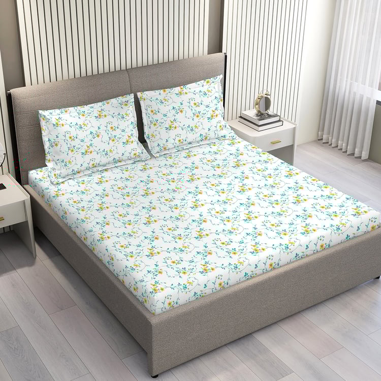 LAYERS Aria Microfibre Floral Print 3Pcs Queen Bedsheet Set