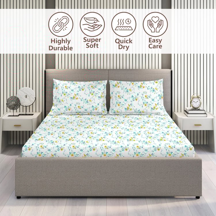 LAYERS Aria Microfibre Floral Print 3Pcs Queen Bedsheet Set