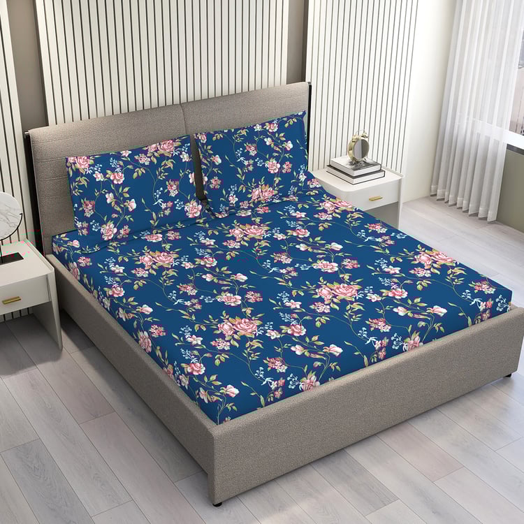 LAYERS Aura Microfibre Floral Print 3Pcs Super King Bedsheet Set