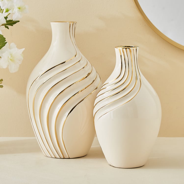 Moksha Ceramic Waves Vase - Medium