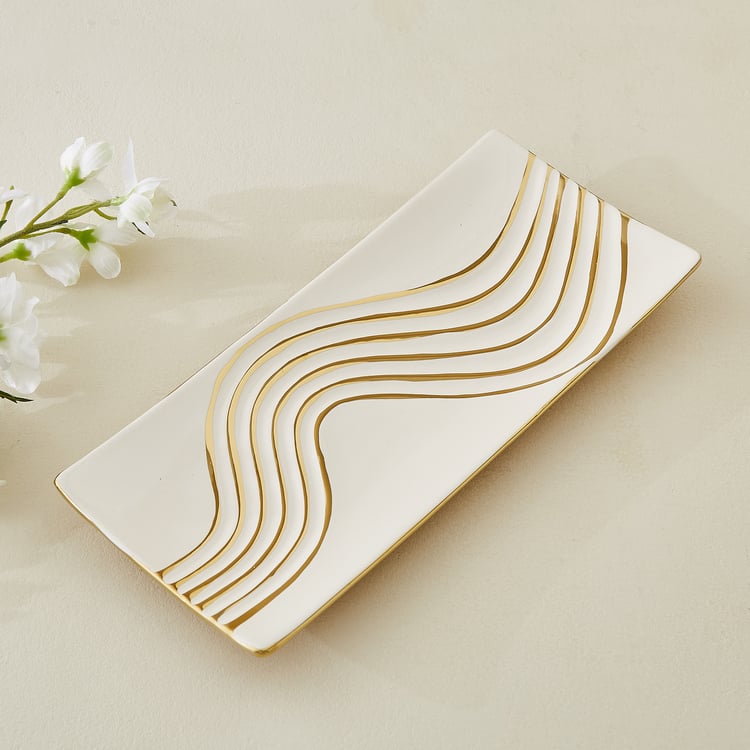Moksha Ceramic Waves Decorative Platter
