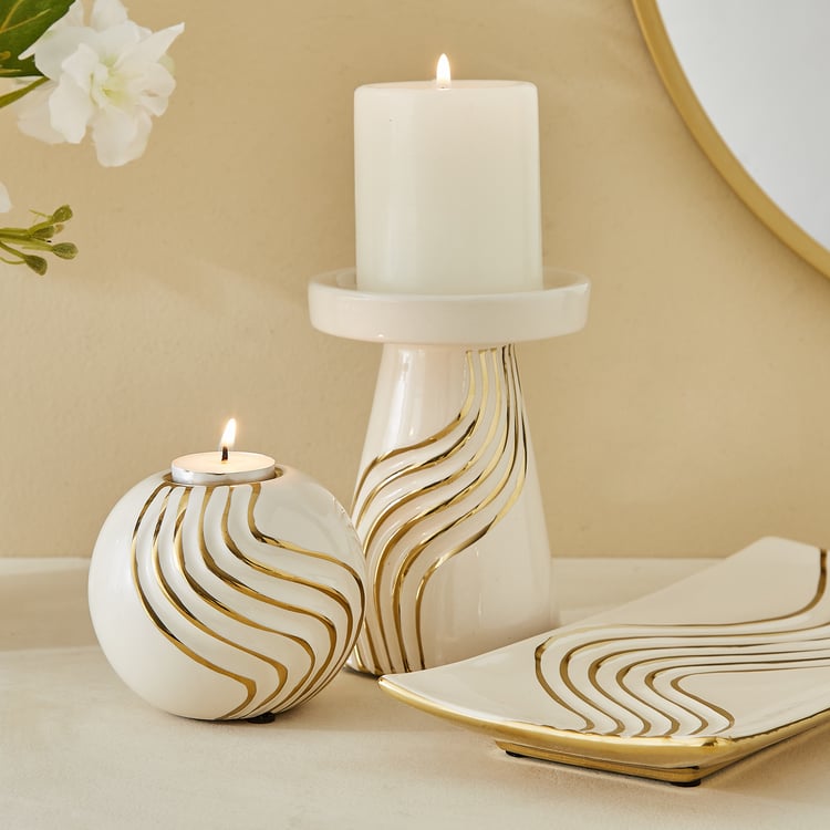 Moksha Ceramic Waves Decorative Platter