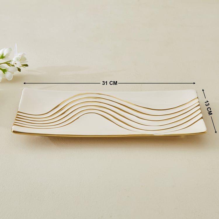 Moksha Ceramic Waves Decorative Platter