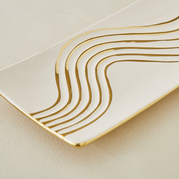 Moksha Ceramic Waves Decorative Platter