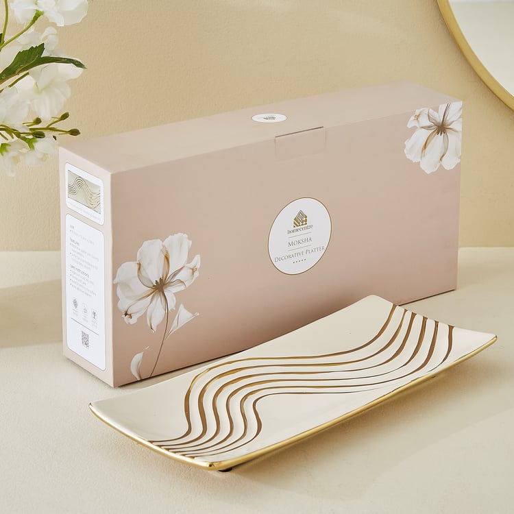 Moksha Ceramic Waves Decorative Platter