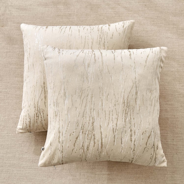 Glimmer Marison Set of 2 Velvet Finish Foil Print Cushion Covers - 40x40cm