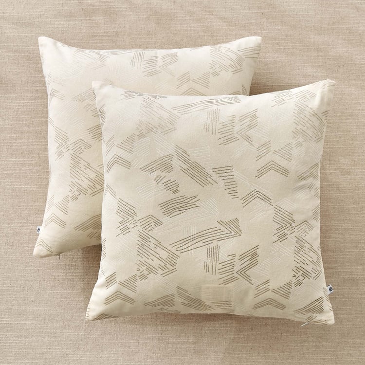 Glimmer Marison Set of 2 Velvet Finish Foil Print Cushion Covers - 40x40cm