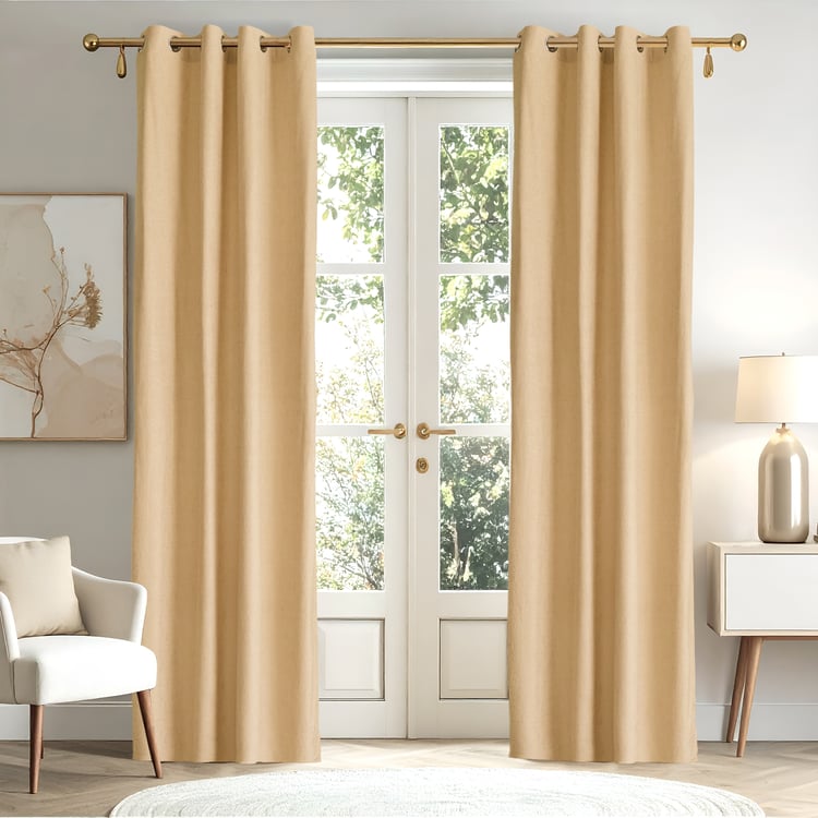 Glimmer Marison Set of 2 Foil Print Light Filtering Door Curtains - 8.8ft (270cm)