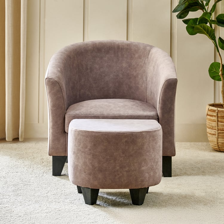 Seaford Fabric Accent Chair with Ottoman - Brown