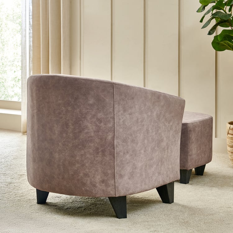 Seaford Fabric Accent Chair with Ottoman - Brown