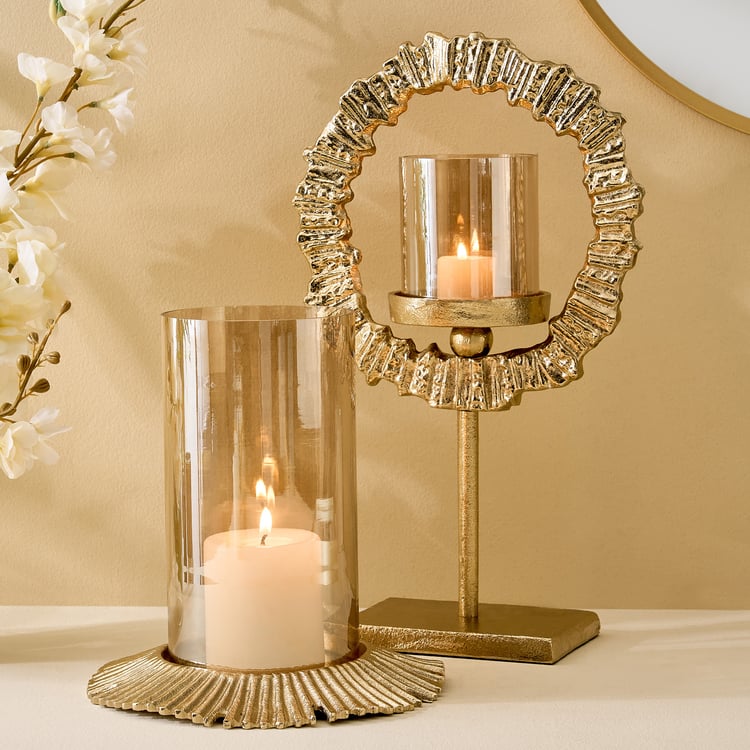 Moksha Brew Starburst Glass and Aluminium Candle Holder